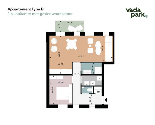 Appartement indeling B